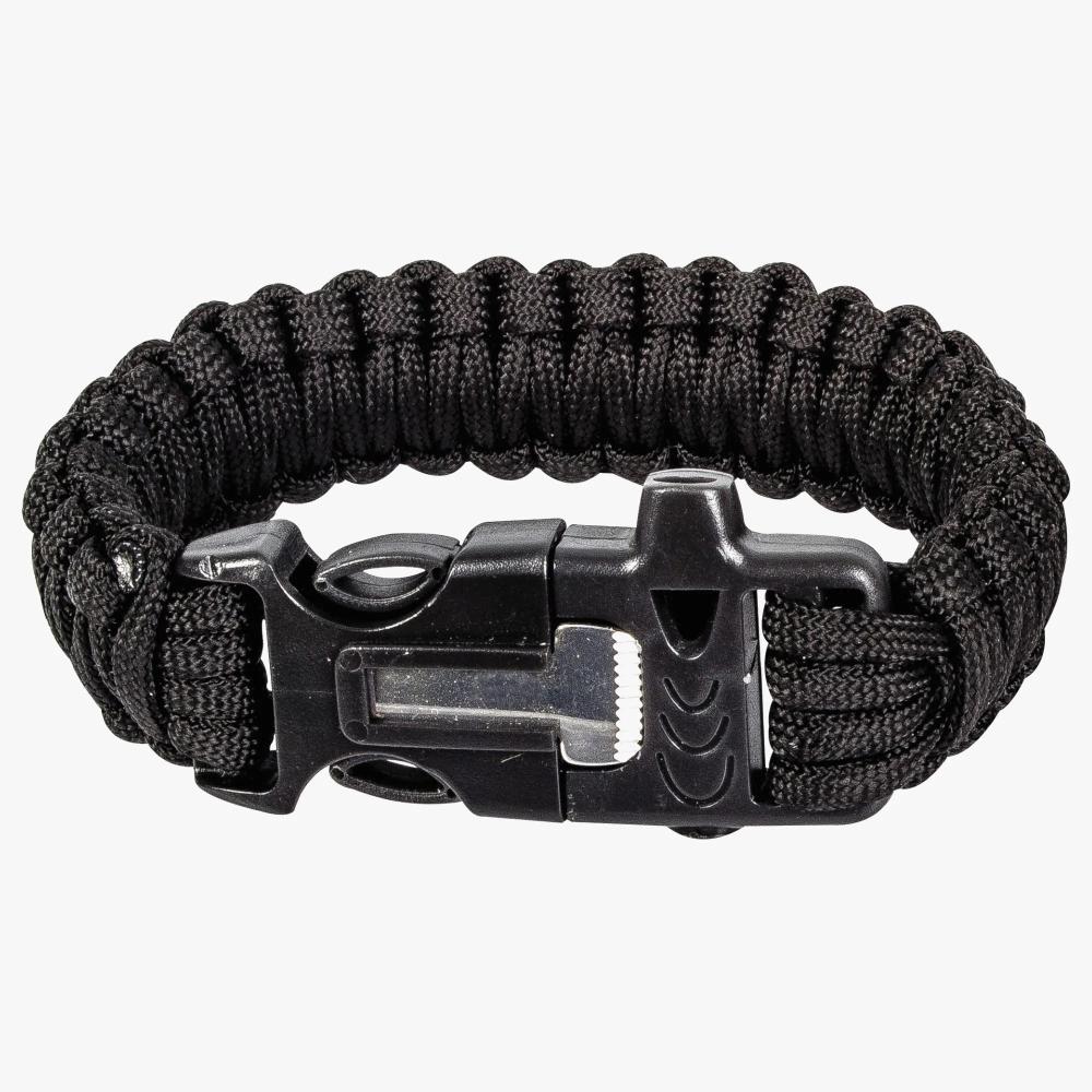 HIGHLANDER paracord náramok s kresadlom, čierny