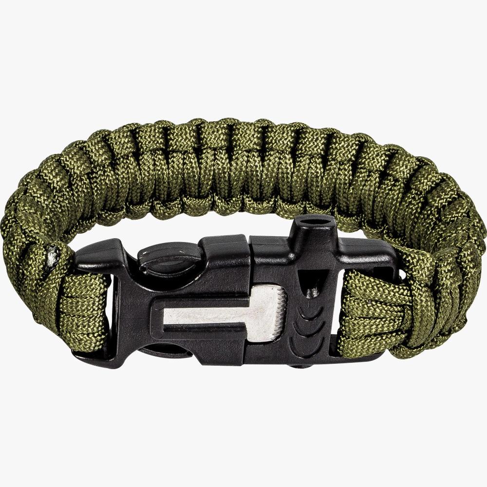 HIGHLANDER paracord náramok s kresadlom, olivový