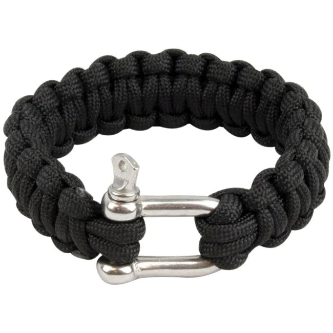 HIGHLANDER paracord náramok s D-krúžkom, čierny