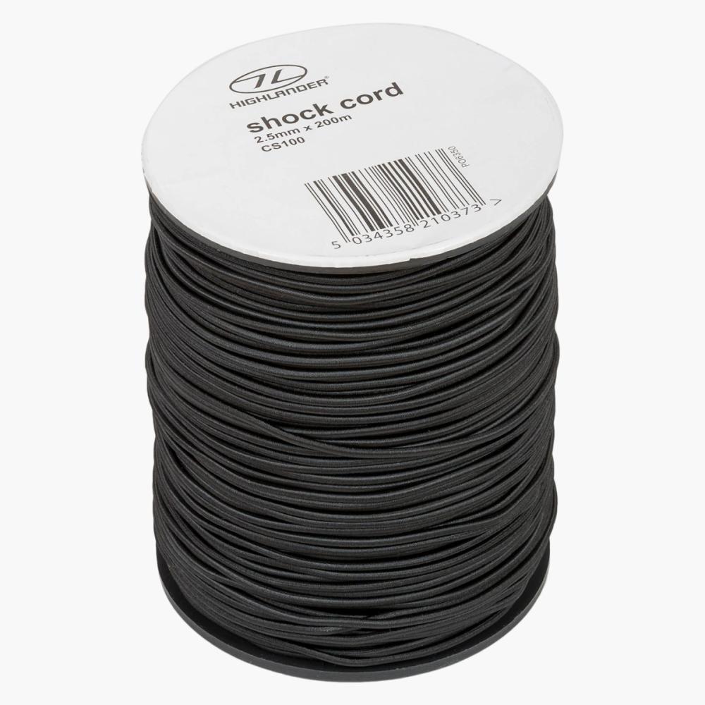 HIGHLANDER guma do stanových tyčí 2,5 mm x 200 m, čierna