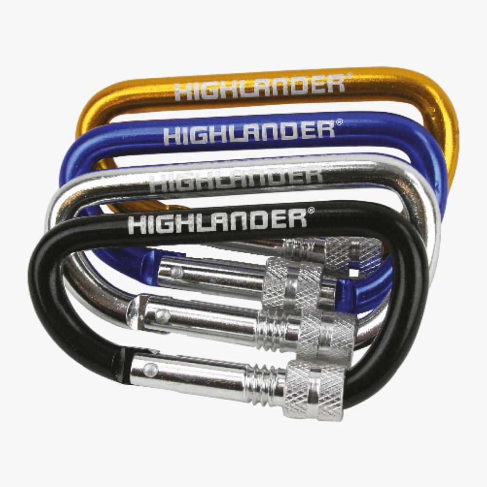 HIGHLANDER karabíny so skrutkovacou poistkou, box 24 ks
