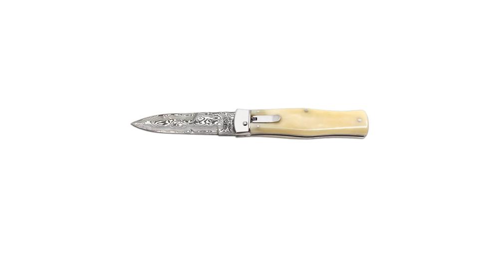 MIKOV 241-Dko-1/KP PREDATOR - vyskakovací nôž, damašek, biela kosť